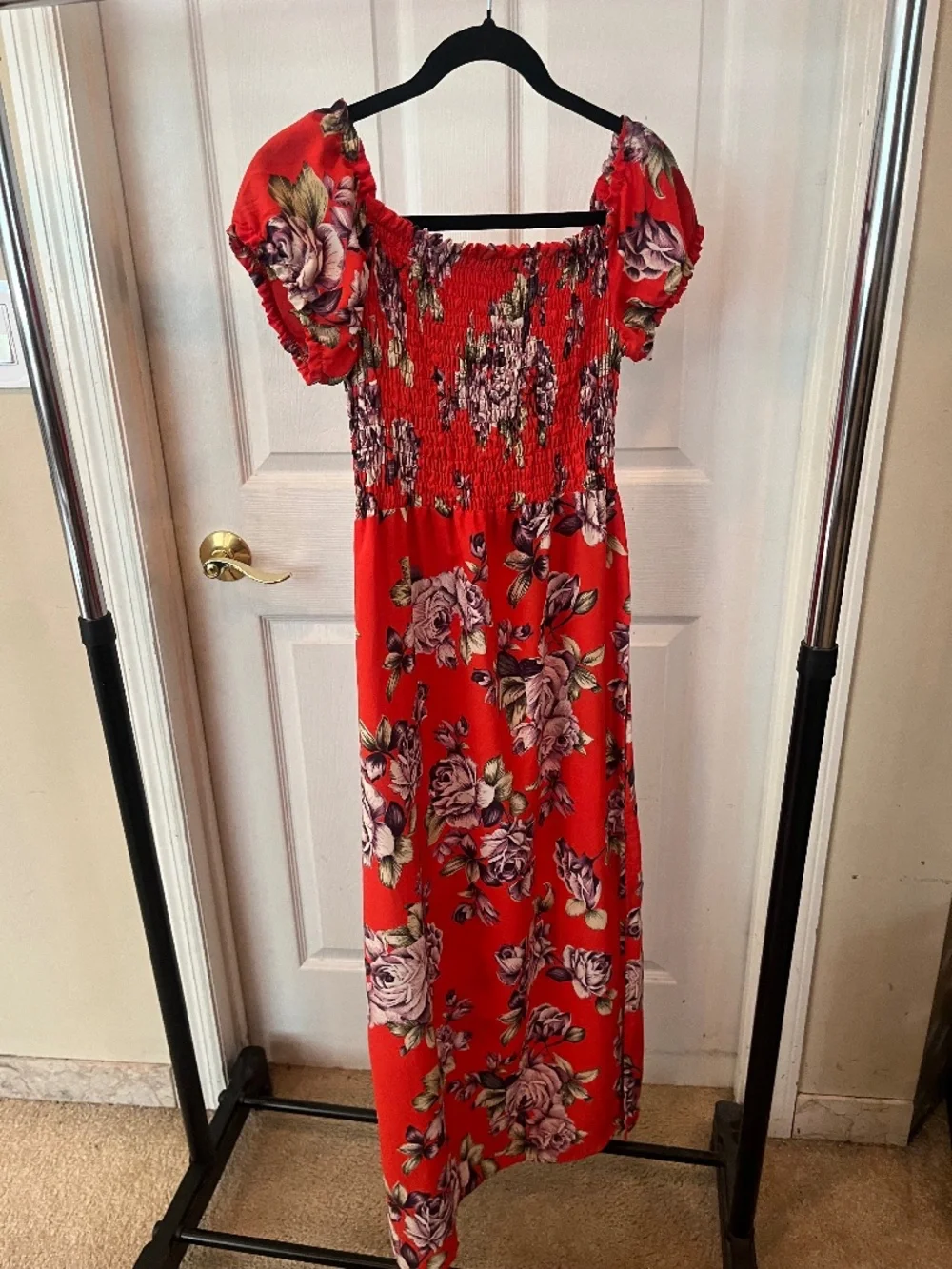 Coral and Floral Print Dress - Picture 1 of 3